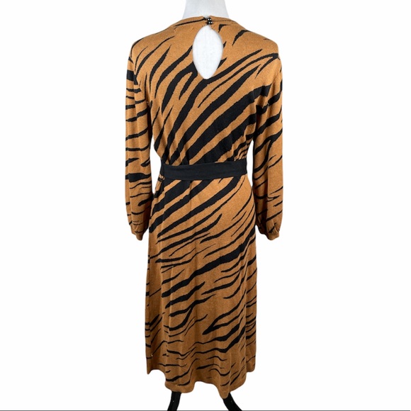 Who What Wear Knit Tiger Pattern Sweater Dress, Brown - Picture 3 of 10